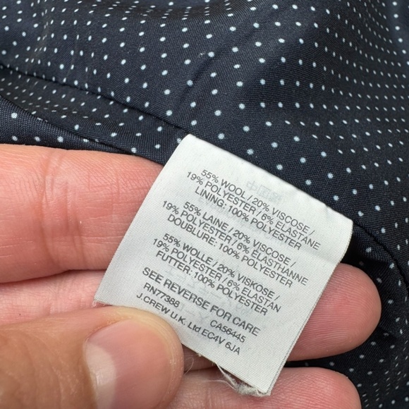 J.CREW Parke Blazer G7726 One Button Jacket Shawl Collar Dot Lined Black Size 4 - Picture 6 of 13